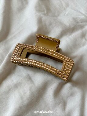Gold Rhinestone Rectangular Hair Clip
